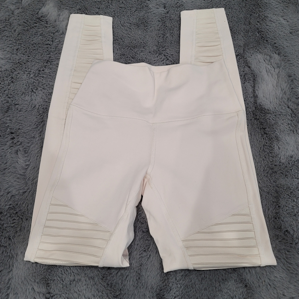 Alo yoga high waisted moto pristine ivory cream leggings small - Picture 5 of 10